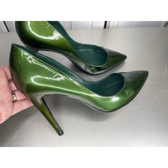 Sergio Rossi Green Patent Leather Point Toe Slip On Stiletto Pumps Size 38 - Picture 5 of 8